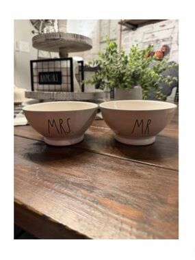 NEW Rae Dunn MR & MRS Ice Cream Cereal Soup Bowls Set Wedding Bridal Gift